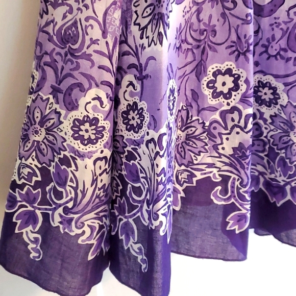 Purple floral midi cotton skirt - petite small - Picture 3 of 8